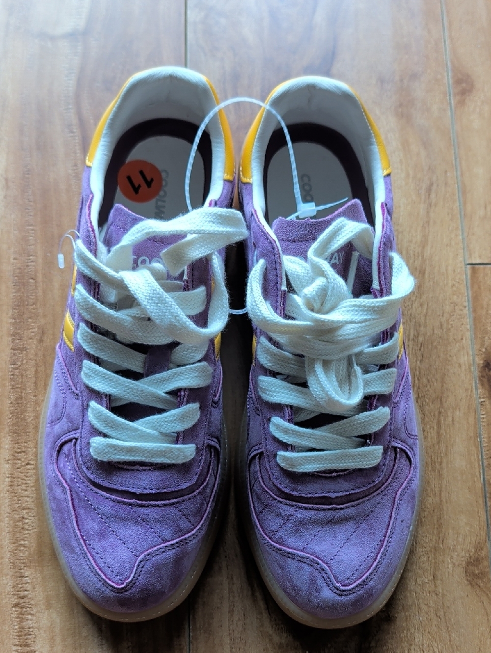 Coolway Women’s Purple Suede Lace-Up Sneakers with Yellow Accent